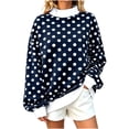 thumbnail image 2 of QINGFSAP Womens Polka Dot Sweatshirt Long Sleeve Crewneck Pullover Tops Casual Loose Fit Knit Shirt Fall Winter Blouse, 2 of 9
