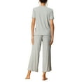 thumbnail image 3 of INSPIRE CHIC Women's Pajama Sets Round Neck Short Sleeve Solid Ribbed Casual Sleepwear Ladies Pajamas L Grey, 3 of 5