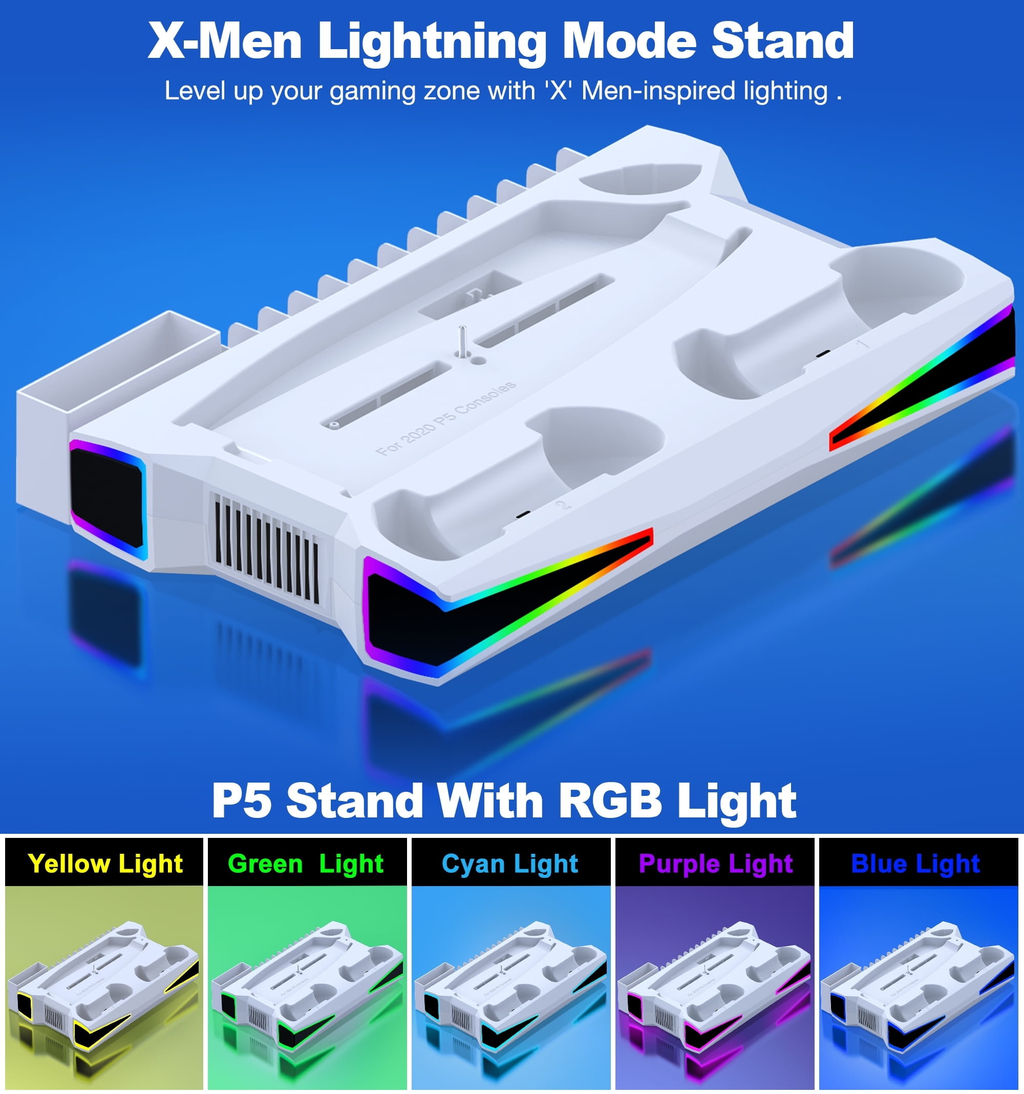 PS5 Stand Cooling Station for PS5 Pro,Slim, ESYWEN PS5 Accessories,Cooling Stand for PlayStation 5 with Dual Controller Charger
