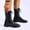 Black, variant on Women's Classic Lace Up Combat Mid Calf Boots Side Zipper Flat Low Heel Square Toe Smooth Faux Leather for Punk Style All Season Casual Outfits Black 36