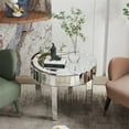thumbnail image 5 of Wisfor Indoor Modern Mirrored with Diamonds MDF/ Glass Round End Table, Sliver, 5 of 14