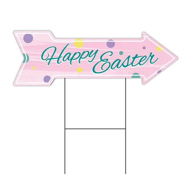 SignMission C-ARROW12-999832 12 x 36 in. Corrugated Plastic Single Sided Arrow Sign - Happy Easter 2