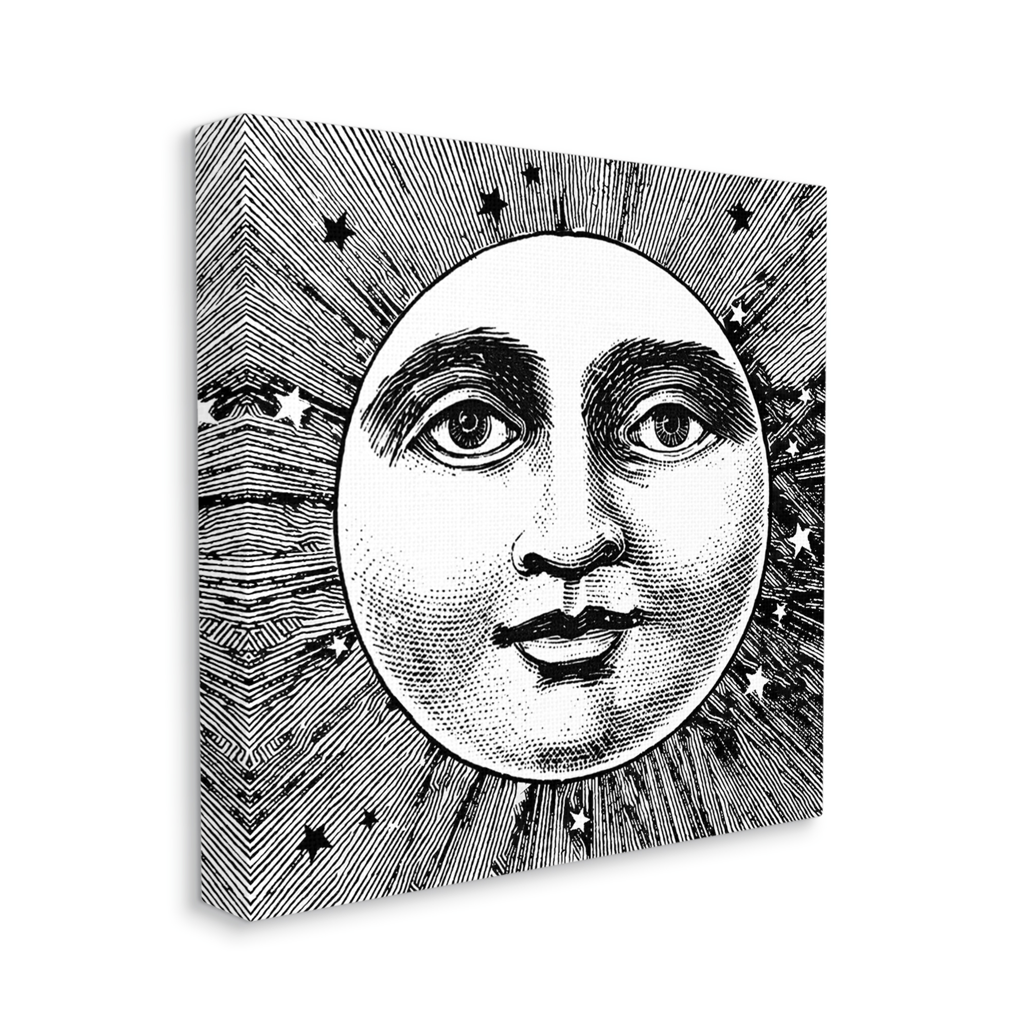 Stupell Industries Moon & Stars Face Landscape Painting Gallery Wrapped Canvas Art Print Wall Art, 36 x 36