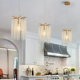 thumbnail image 6 of Luxury 3-Pack Crystal Pendant Lights, Elegant Golden Finish Chandelier with Waterfall Bead Design (No Bulbs), 6 of 10
