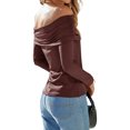 thumbnail image 5 of Women's Off The Shoulder Tops Long Sleeve Slim Fitted Y2K Sexy Going Out Nightout Blouse Shirts, 5 of 6