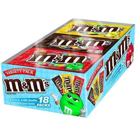 M&M'S Variety Pack Chocolate Candy Singles Size, 30.58 Ounce, 18 Count Box
