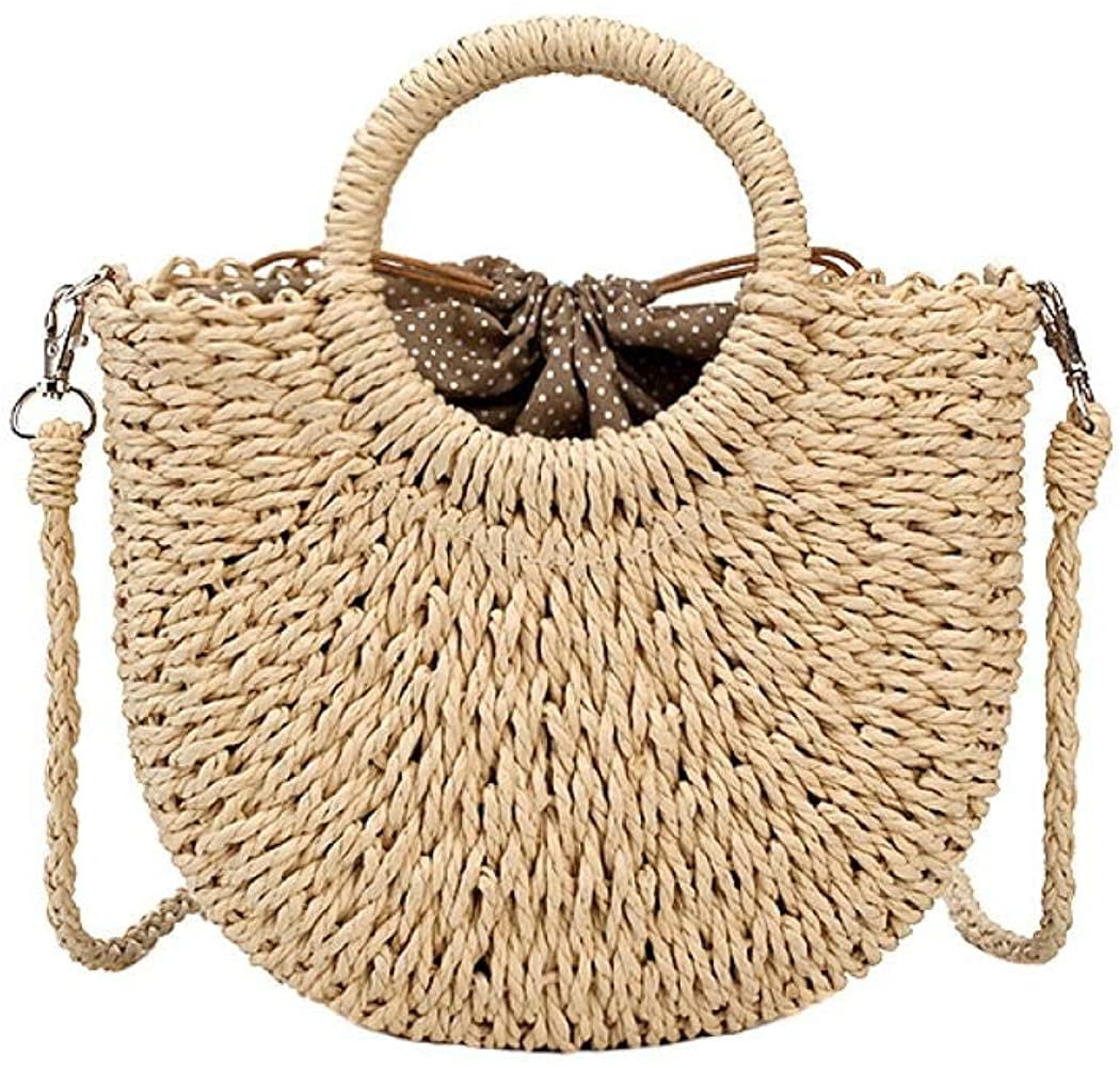 Womens Straw Crossbody Bags Weave Rattan Summer Beach Shoulder Purse Handbags 