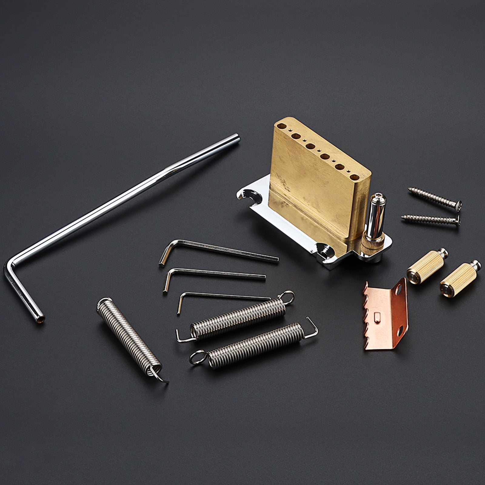 BIBABLYKE 2 Point Electric Guitar Tremolo Bridge Replacement Tremolo Bridge and Full Size Brass Block for 6 String Guitar