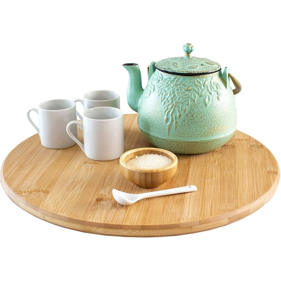 Lazy Susan Organizer for Cabinet, Pantry or Tabletop – 14" Bamboo Turntable for Kitchen, Counter or Spice Rack Storage