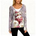 thumbnail image 6 of Women's Fashion Long Sleeve Christmas Snowman Snowflake Print Jacket Cardigan for Holiday Party and Casual Daily Wear,Light Purple,XL, 6 of 6