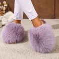 thumbnail image 5 of Womens Fuzzy Slipper Big Faux Fur Soft Fashion Non Slip Comfortable Warm House Shoes Purple 5.5-6, 5 of 6