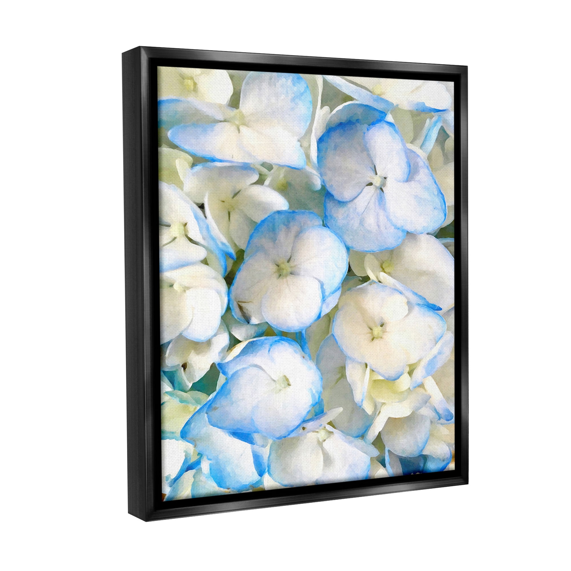 Stupell Industries Blue Pansies Pattern Botanical & Floral Photography Black Floater Framed Canvas Art Print Wall Art, 25 x 31
