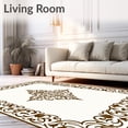thumbnail image 2 of ODIKA 5'x7' Machine Washable Non-Slip Area Rug, Elegant Baroque Scroll Damask Sophisticated Luxury Accent High Traffic Rug with Pad, Brown, 472553, 2 of 8