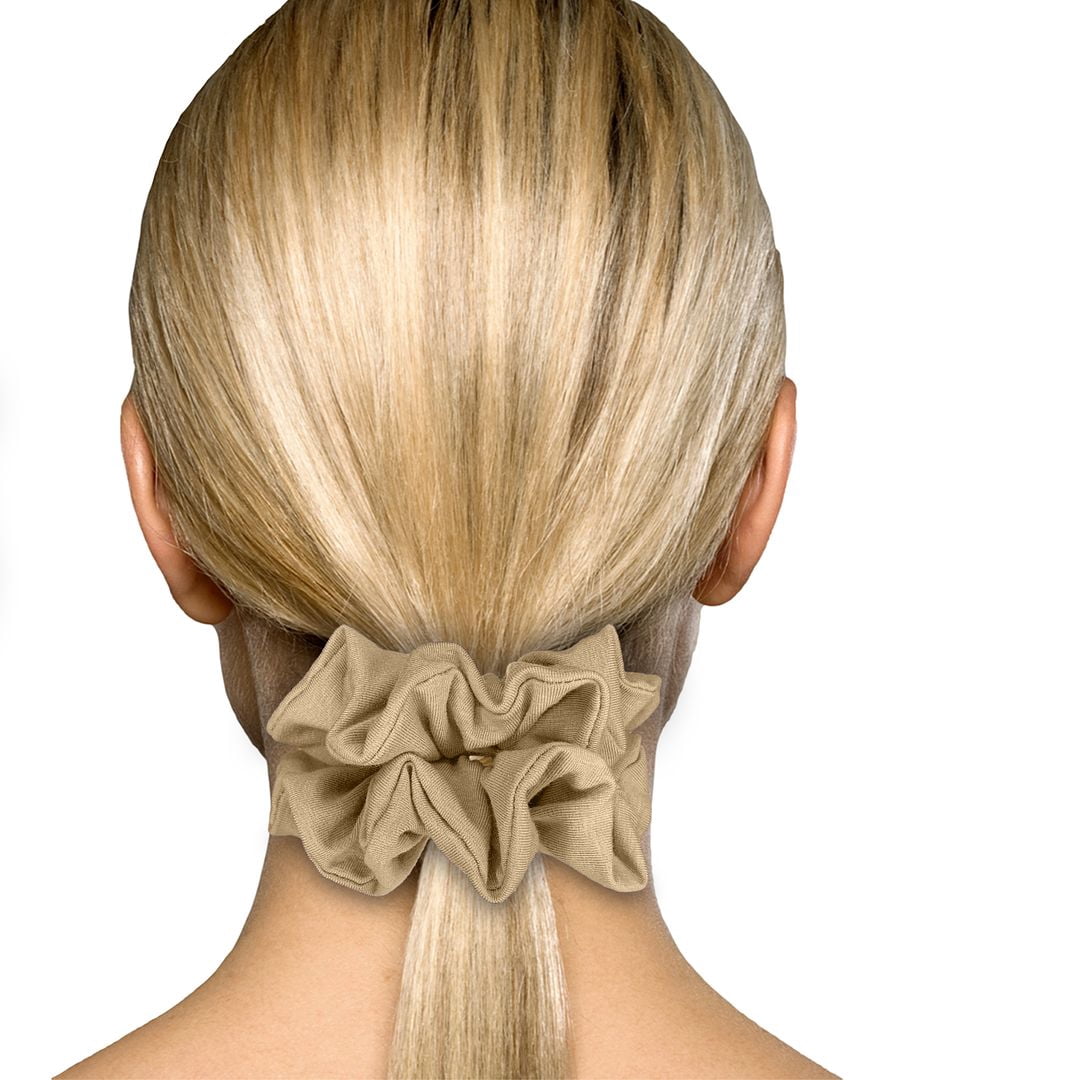 Scrunchies Cotton Knit Jumbo Size 3-Pack Ponytail Holder Made in USA Scrunchie King Beige