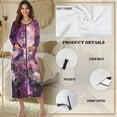 thumbnail image 5 of FKELYI Zipper Front Robe Nightgowns with Pockets Hummingbird Rose Flower Print Sleepwear Housecoat Comfy Fall Winter Sleepwear Dress Long Sleeve Loungewear Bathrobe, M, 5 of 6