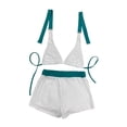 thumbnail image 6 of MuXiKeJi Clothes Women's Two Piece Halter Boyshorts Swimsuit with Drawstring Tummy Control Floral Bathing Suit Summer Beach Swimwear, 6 of 6
