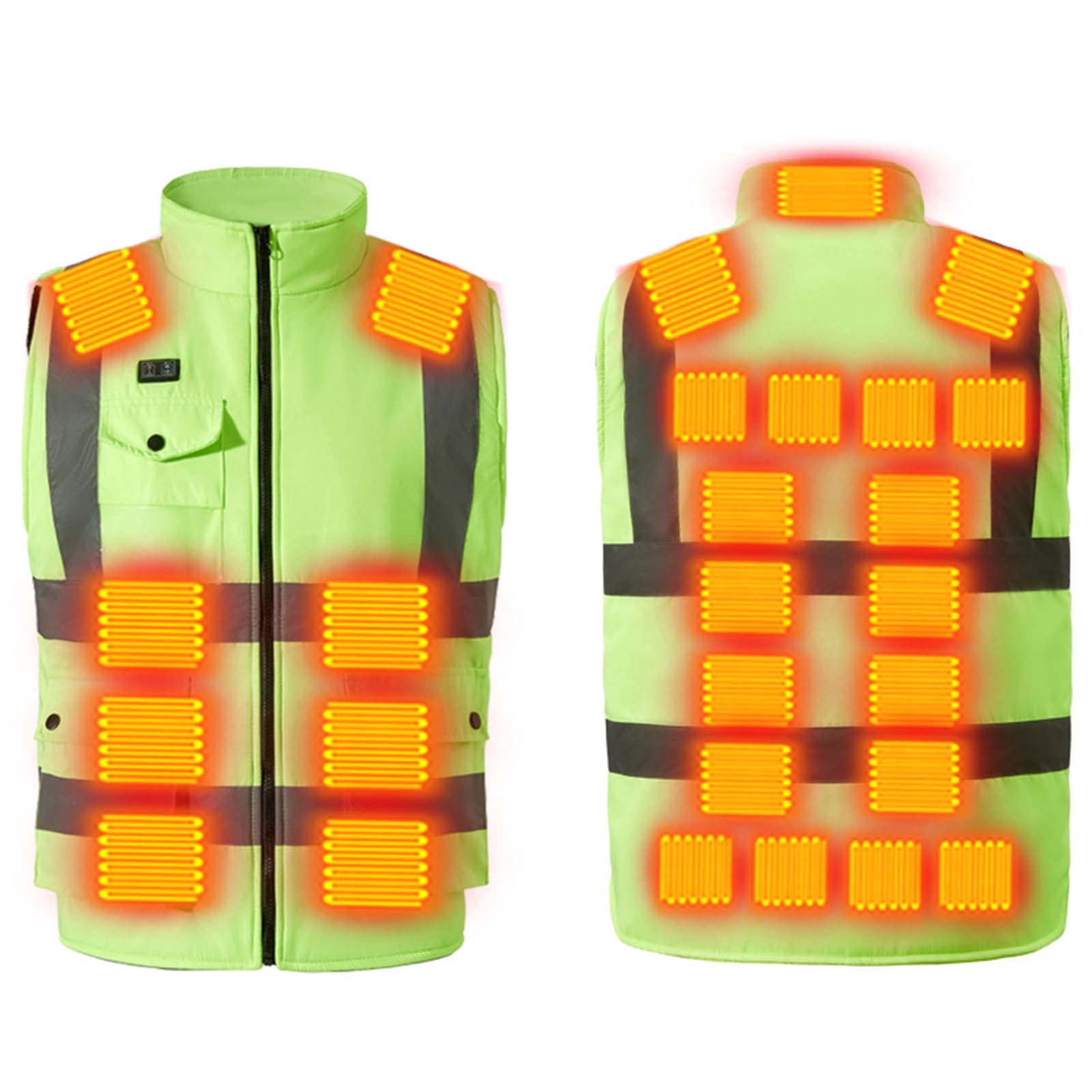 Txeol Heated Mens High Visibility Winter Coat USB Charging Sleeveless Jackets Outdoor Work Thermal Heated Vest,Green,XXXXL