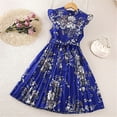 thumbnail image 6 of WOYY Big Girls Vintage Pleated Princess Dress Flower Print Belted Dress, Sizes 4-12, 6 of 6