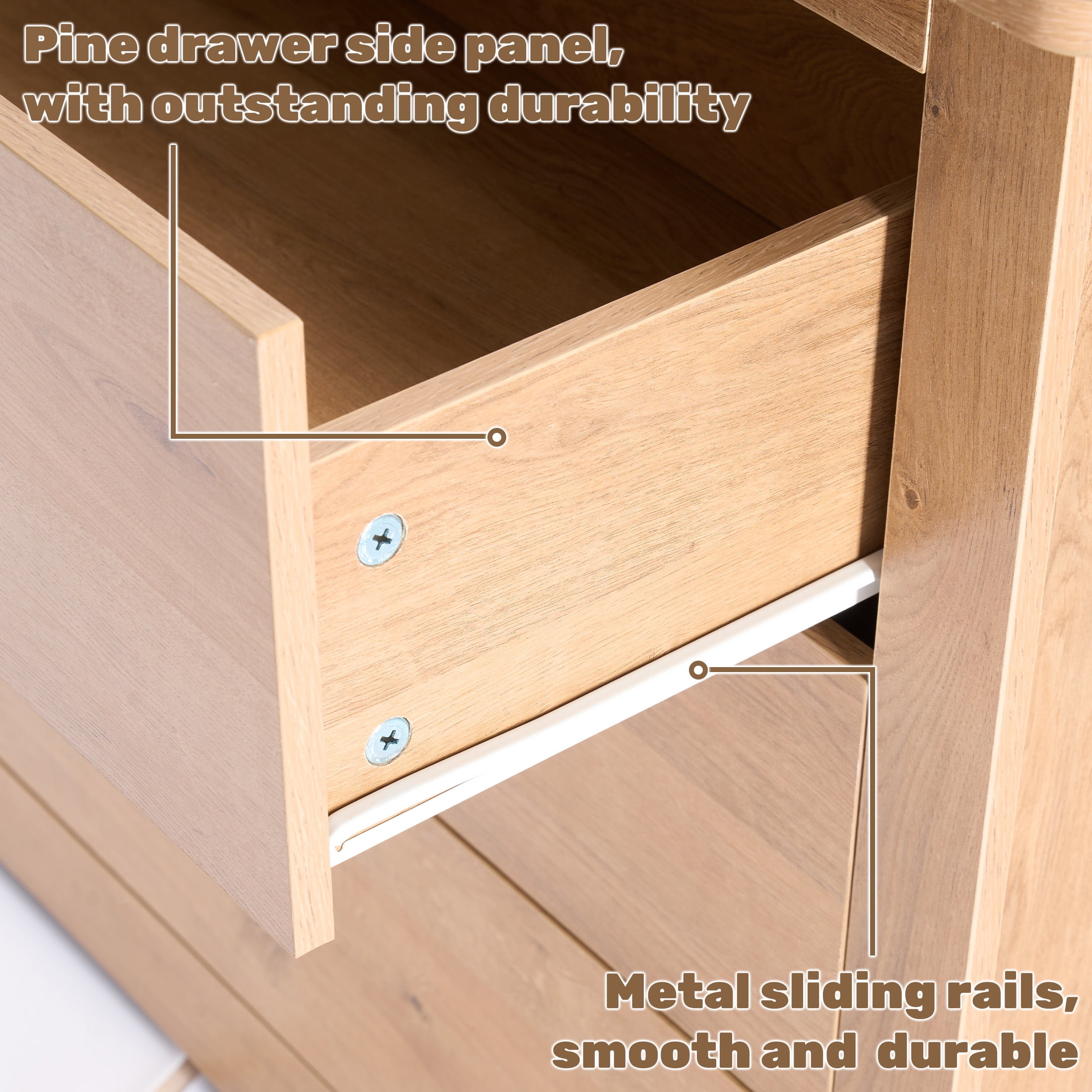 CONCETTA 6-Drawer Double Dresser for Bedroom, Wide Chest of Drawers, Bedroom Storage Furniture，Wood