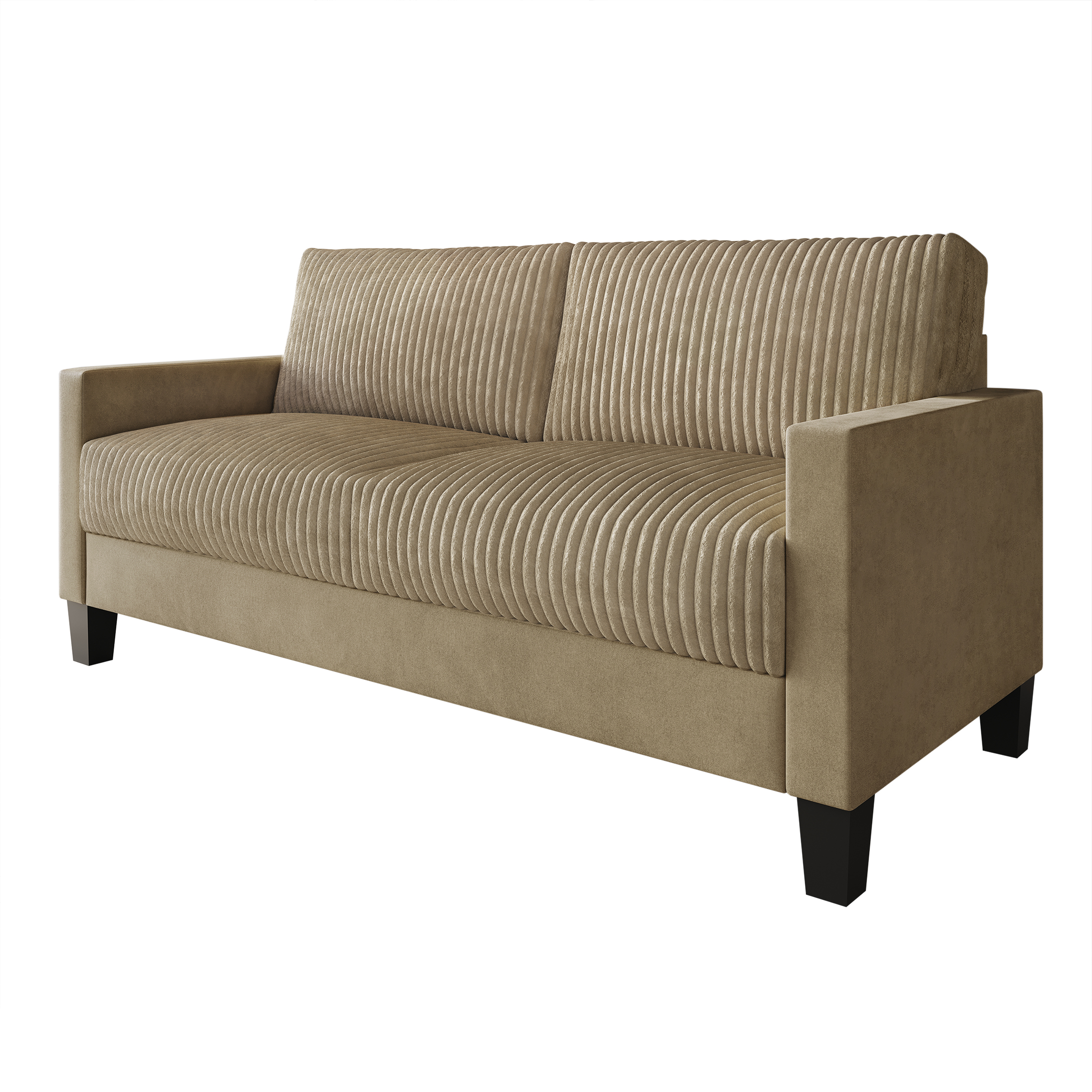 Castle Place Contemporary Corduroy Velvet Sofa, Champagne
