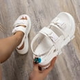 thumbnail image 4 of Xfvqtps Womens Flatform Sandals Open Toe Slingback Slip on Elastic Straps Double Buckle Solid Color Soft Sole Comfortable Breathable Lightweight Casual Summer Sandals White, 4 of 5