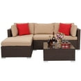 thumbnail image 6 of Outdoor Wicker Furniture Sets, 5 Piece Patio Furniture Sofa Set with Ottoman, Coffee Table, 2 Pillows, 3 Wicker Chairs, Outdoor Conversation Set with Cushions for Backyard, Porch, Garden, LLL251, 6 of 11