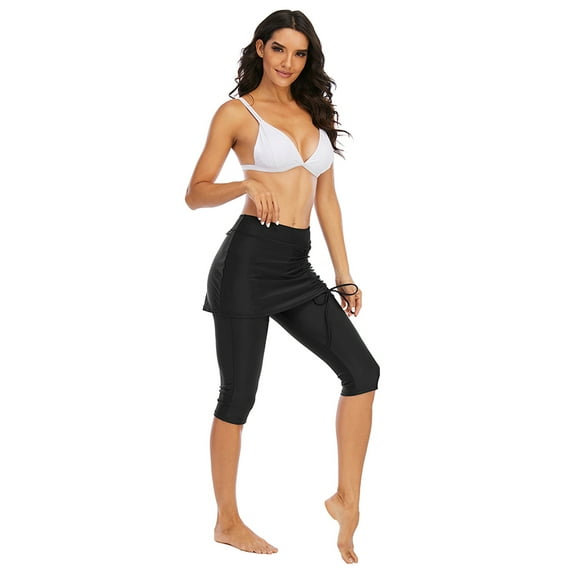 Tinglu Skirts Swim Capris Women Swimming Skirt Layered Swimwear Skirt