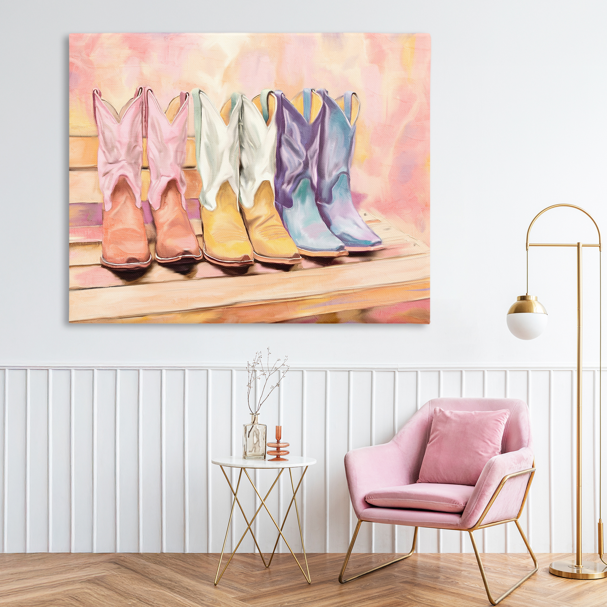 Painted Boots Trio Canvas Wall Art, design by Kim Allen