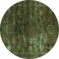 thumbnail image 1 of Ahgly Company Machine Washable Indoor Round Oriental Turquoise Blue Modern Area Rugs, 4' Round, 1 of 4