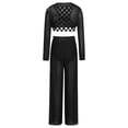 thumbnail image 4 of vastwit Kids Girls Hip Hop Street Dance Outfit Jazz Performance Crop Top Vest Checkered Mesh Jogger Pants Set Black 6, 4 of 5