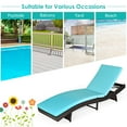 thumbnail image 5 of Costway Patio Rattan Folding Lounge Chair Chaise Adjustable W/Turquoise Cushion, 5 of 11