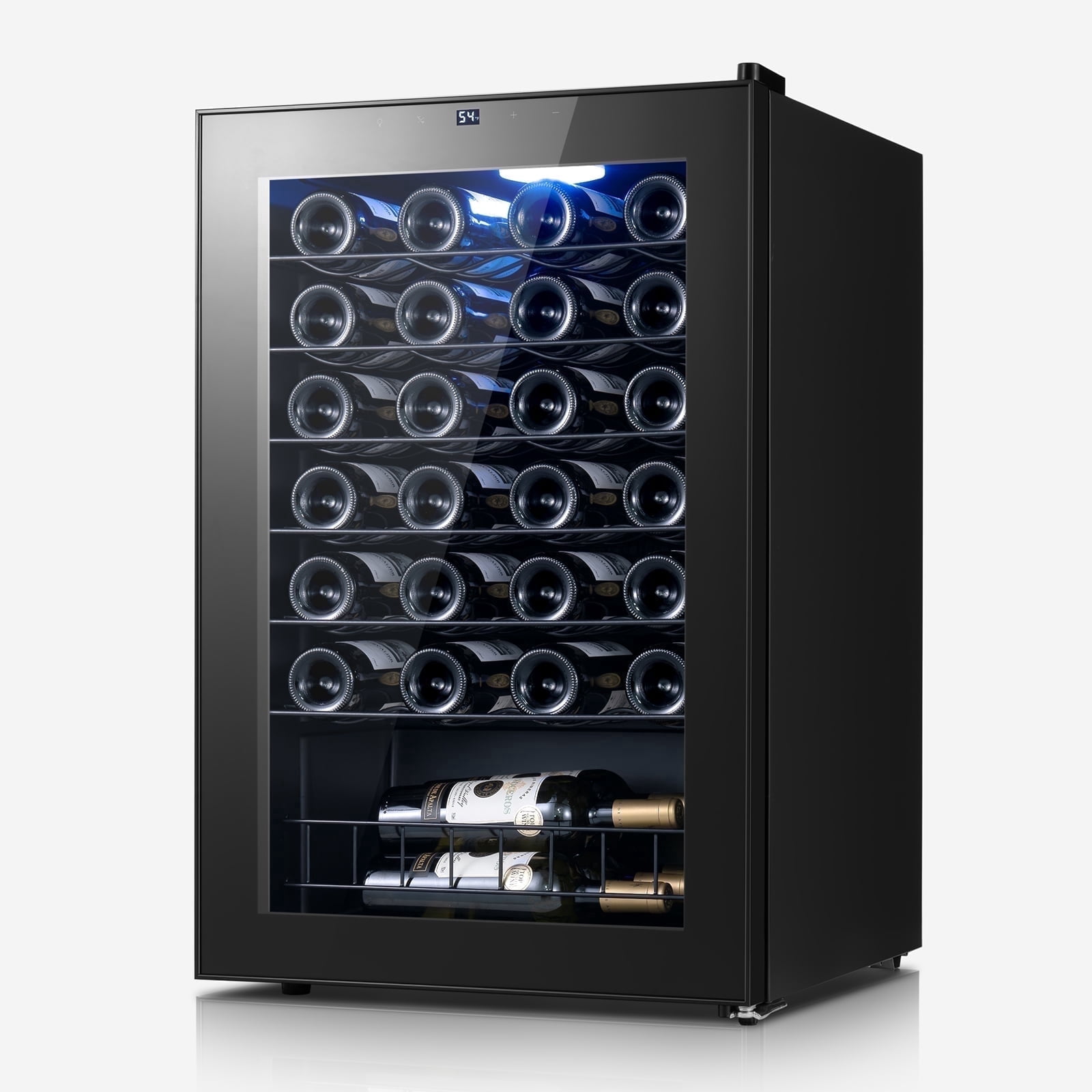 Yeego 4.6 cu.ft Wine Fridge, 38-65°F Wine Cooler Refrigerator | Under Counter, Freestanding Wine Cooler with Glass Door, Touch Temperature Control and LED | for Red, White Wine, Champagne
