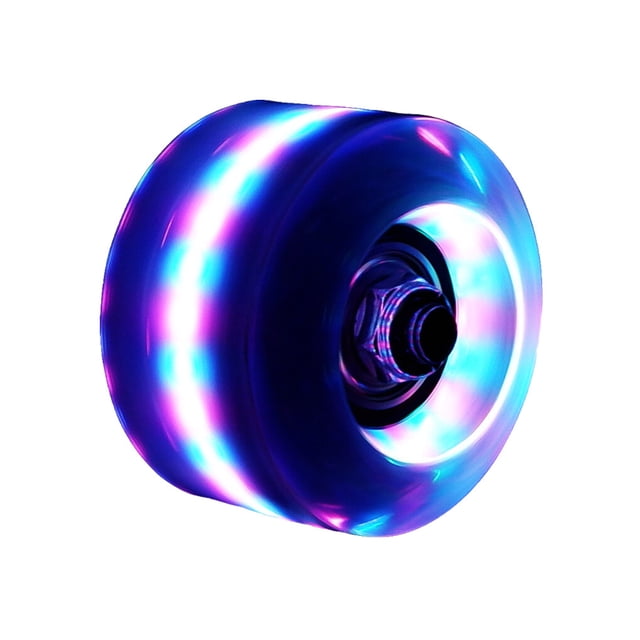tredstone Roues de Patinage Rondes à DEL Lumineuses Clignotantes pour Quad, Réduisant la Friction, Brillantes, à Double Rangée, Accessoires de Patinage pour l'Extérieur, Rose/bleu