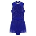 thumbnail image 5 of SiiRoh Womens Glittery Sequins Tassel Dance Dress for Latin Jazz Leotard Lyrical Dancewear Royal Blue L, 5 of 7