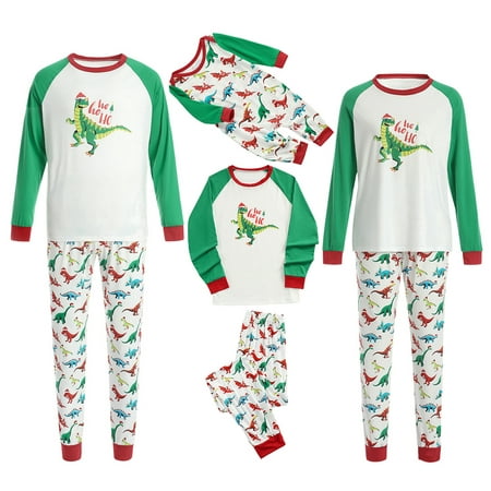 

Christmas Family Matching Pajamas Set Dad Mom Kids Baby Dinosaur Print 2Pcs Sleepwear Nightwear Loungewear