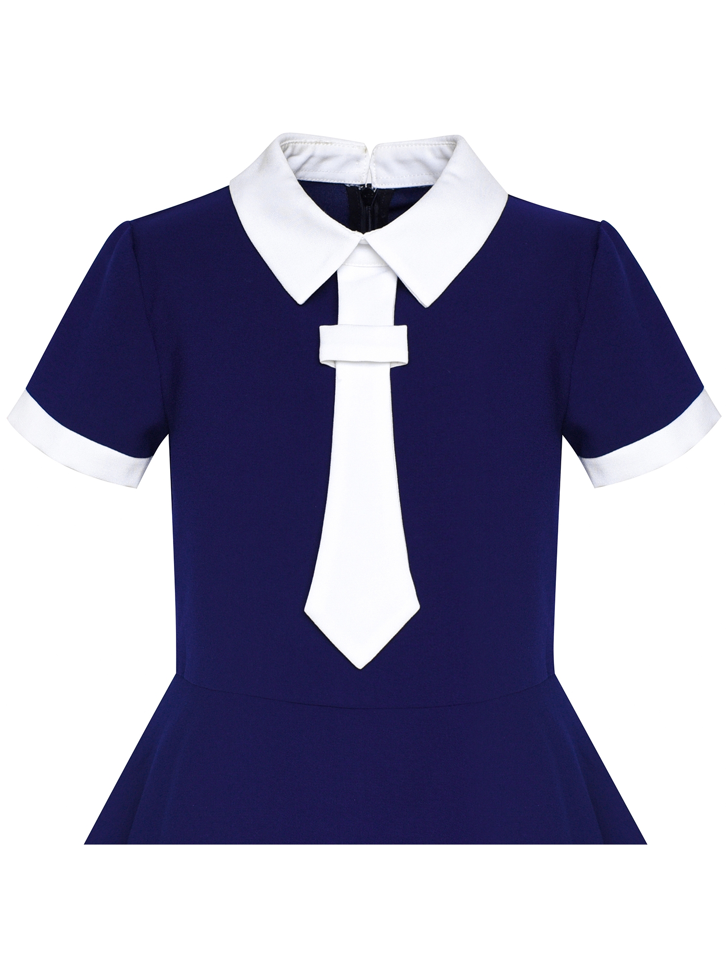 Girls Dress Back School Uniform Navy Blue White Collar Tie Short Sleeve 5 Years - image 4 of 6