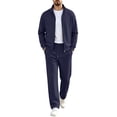 thumbnail image 2 of Maqroz Mens Two Piece Tracksuit Matching Sets Solid Full Zip Up Jacket Straight Leg Sweatpants Casual Athletic Activewear Suits, 2 of 5