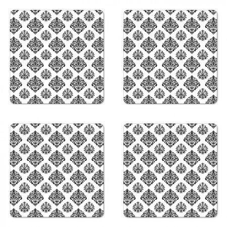 Abstract Coaster Set Of 4 Arabesque Style Damask Style Oriental