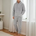 thumbnail image 2 of SUYIDA Men's Hooded Onesie Pajamas Lightweight Fuzzy Fleece Zip Up Jumpsuit Long Sleeve Long Pants One Piece Pjs, 2 of 6
