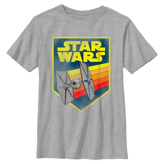 Boys Star Wars TIE Fighter Retro Stripes Crest T Shirt