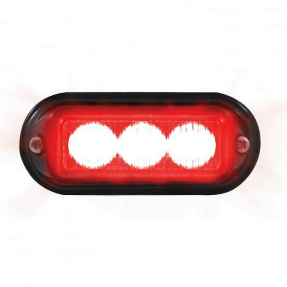3 LED Warning Light with Black Bezel - Red