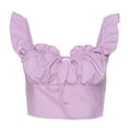 thumbnail image 3 of JGGSPWM Ladies Solid Color Sexy Sleeveless Summer Ruffled Strap Vest Top Sling Sweet Elegant Y2k Crop Tops Trendy Summer Camisole Purple M, 3 of 4