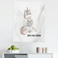 thumbnail image 1 of Reading Saying Tapestry, Unicorn with Glasses Read Book Sitting on a Rainbow Cartoon Illustration, Fabric Wall Hanging Decor for Bedroom Living Room Dorm, 5 Sizes, White Blush, by Ambesonne, 1 of 1
