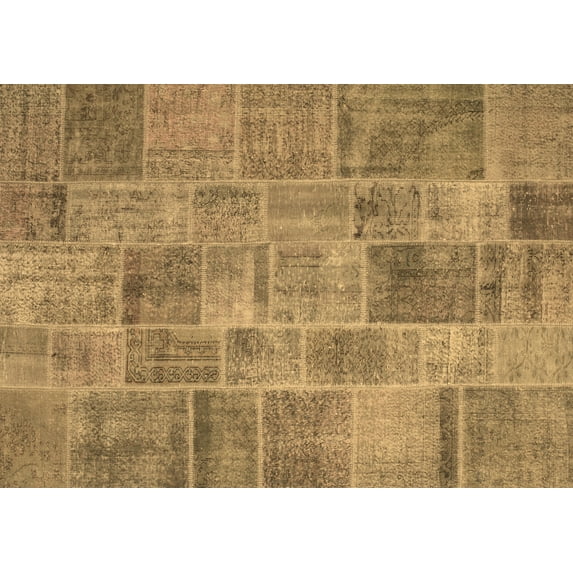 Ahgly Company Indoor Rectangle Patchwork Brown Transitional Area Rugs, 2' x 5'