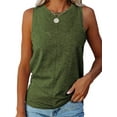 thumbnail image 1 of MAWCLOS Ladies Tank Tops Solid Color T Shirts Crew Neck Vest Plain Summer Sleeveless Camisole Green S, 1 of 2