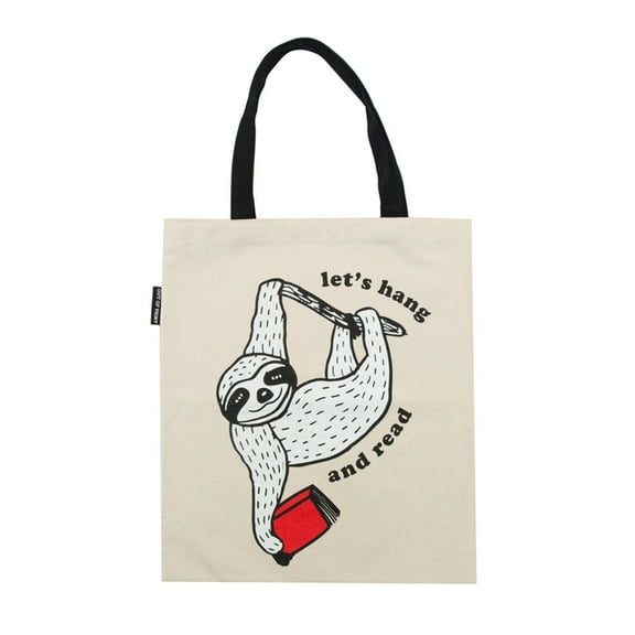 Book Sloth: Let's Hang and Read Tote Bag, (Hardcover)
