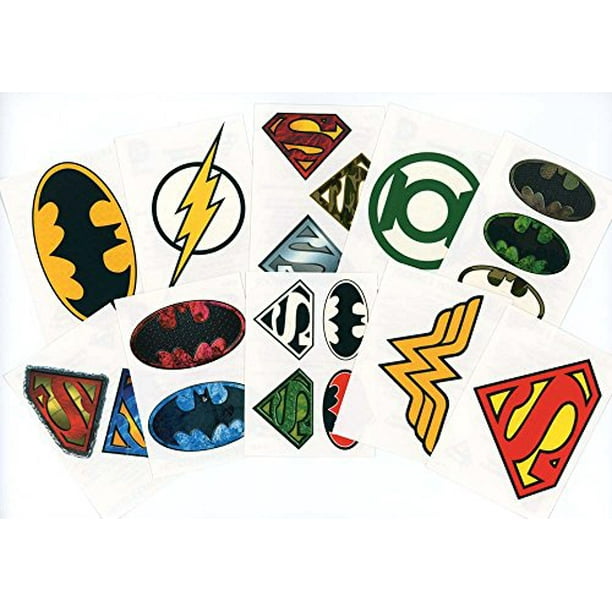 Large DC Comics Logo Temporary Tattoos for Party Favors / Party Activity -  30 Individual Sheets - Featuring Superman, Batman, Wonder Woman, Green  Lantern and The Flash 