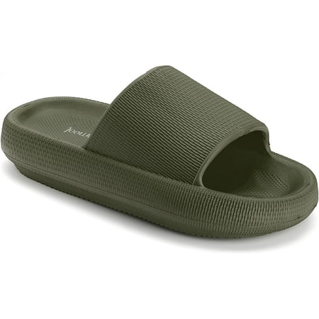 

DXSTAR Slides Sandals for Women and Men Bathroom Sandals Soft Thick Sole Non-Slip Pillow Sandals EVA Flat Slides Army Green