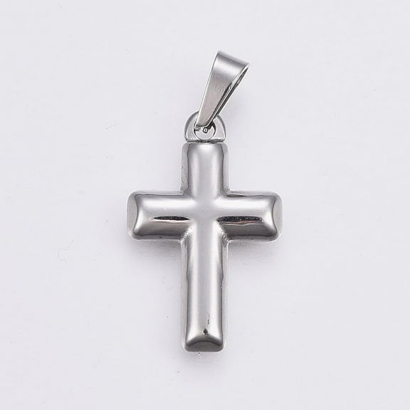 5Pcs 304 Stainless Steel Pendants Cross Metal Charms Pendant Stainless Steel Color Pendant Decoration for Necklace Bracelet Jewelry Making 21.5x13.5x2.5mm Hole: 6x3mm