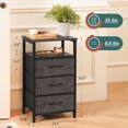 thumbnail image 3 of Night Stand with Charging Station, 16 Colors LED Nightstand with USB Ports and Outlets, End Table with 3 Fabric Drawers and Storage Shelf, Bedside Tables Small Dresser for Small Space ,Grey, 3 of 16